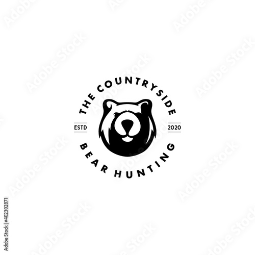 bear hunting logo vector illustration