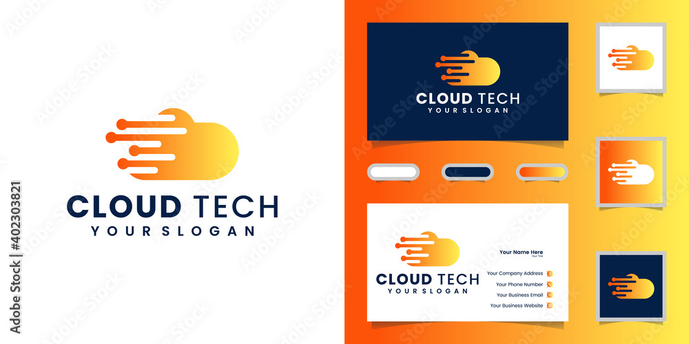 cloud tech logo and business card cloud tech logo and business card