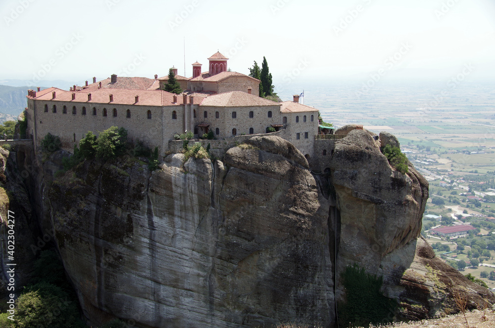 View of the Monastery of Saint Stephen in Meteora, Greece