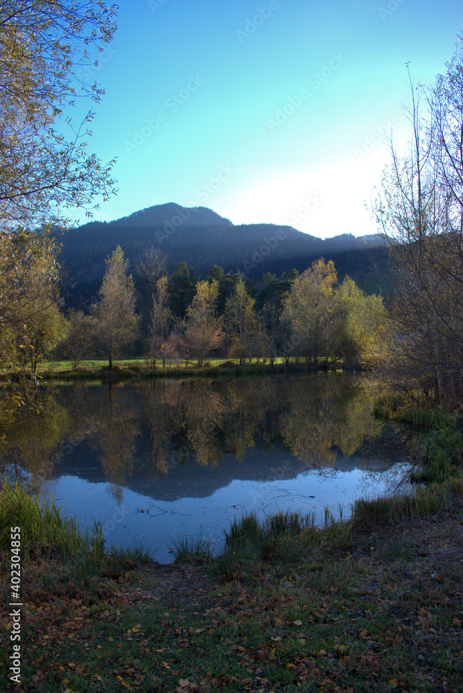 Fototapeta premium Herbststimmung in Balzers in Liechtenstein 17.11.2020