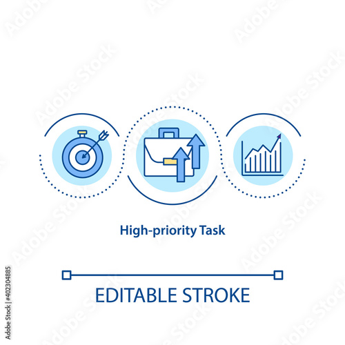 High priority task concept icon. Very important things and must be done as soon as team can. Working process idea thin line illustration. Vector isolated outline RGB color drawing. Editable stroke