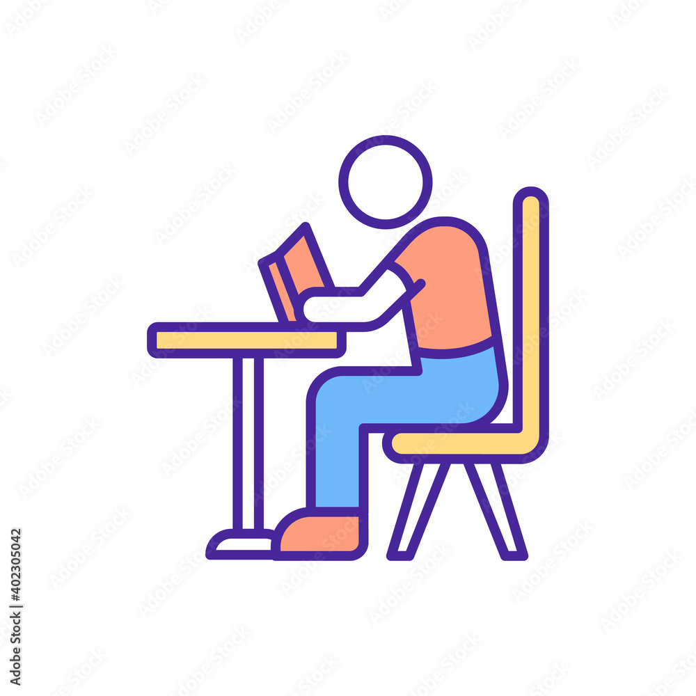Student syndrome RGB color icon. Planned procrastination. Start to apply themselves to assignment at last possible moment before its deadline will end. Isolated vector illustration