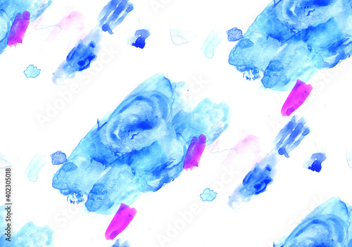 Fototapeta Naklejka Na Ścianę i Meble -  Seamless pattern of pink, blue and purple watercolor blots for background.