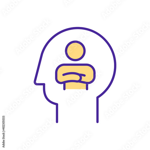 Self sabotage RGB color icon. Actively or passively take steps to prevent ourselves from reaching our goals. Behaviour that lowers our self confidence. Isolated vector illustration