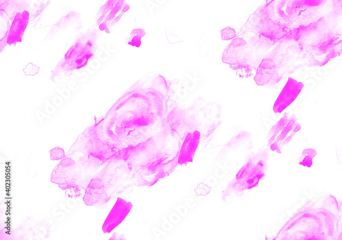 Seamless pattern of pink watercolor blots on white background
