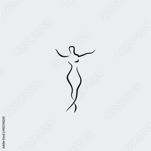 dancer silhouette logo design vector