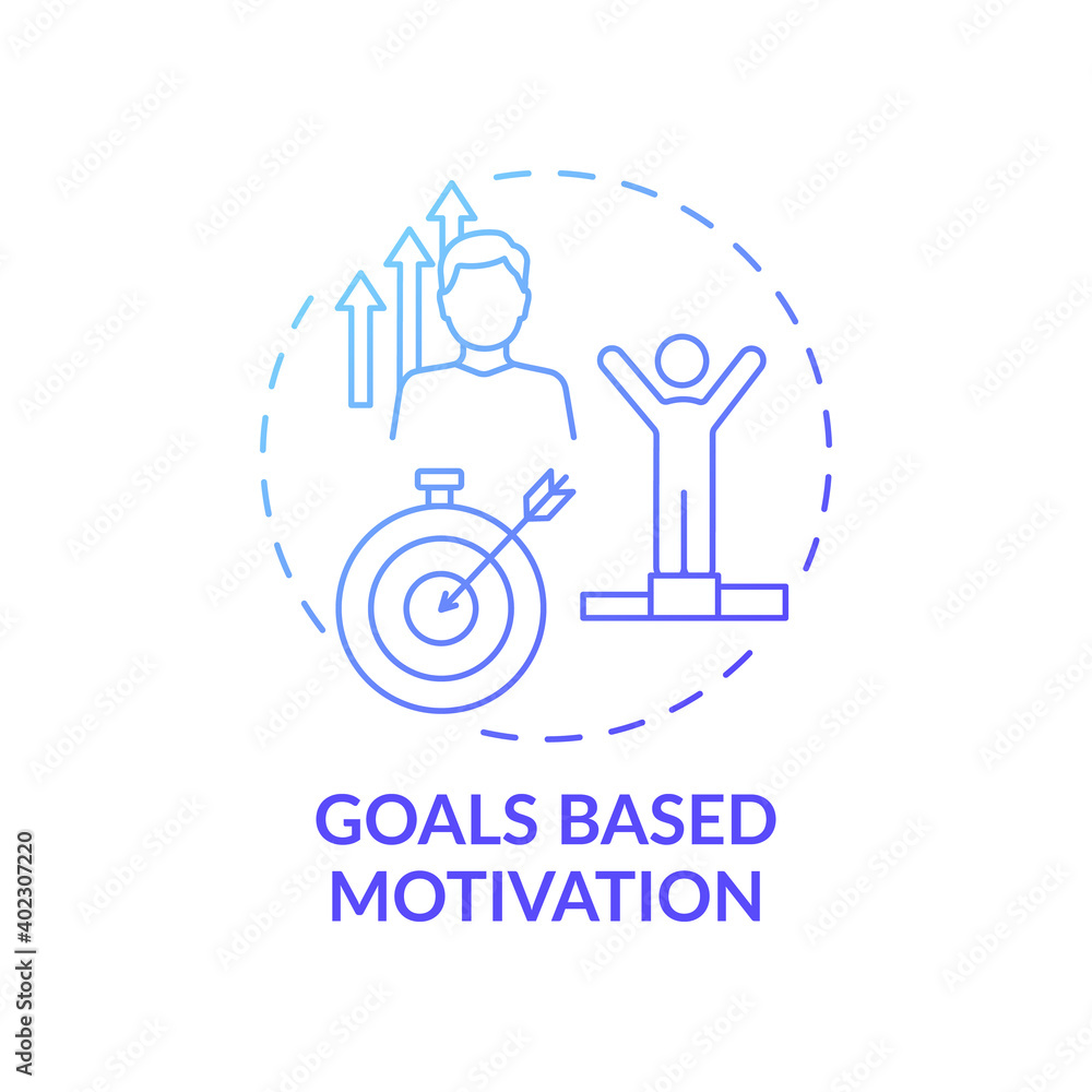 Goals based motivation concept icon. Establishing challenging goals idea thin line illustration. Successful tasks achievement. Desire to meeting deadline. Vector isolated outline RGB color drawing