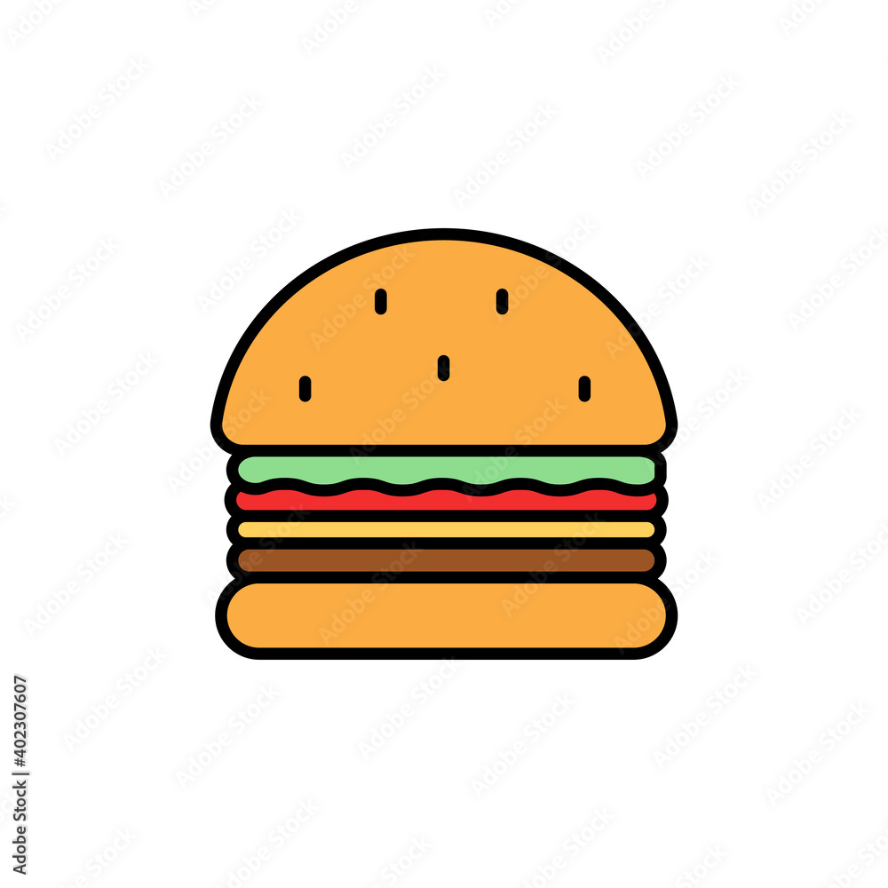 Burger flat design. Vector illustration Burger flat design. Vector illustration