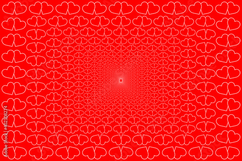 Two hearts - vector pattern - white pattern on a red background