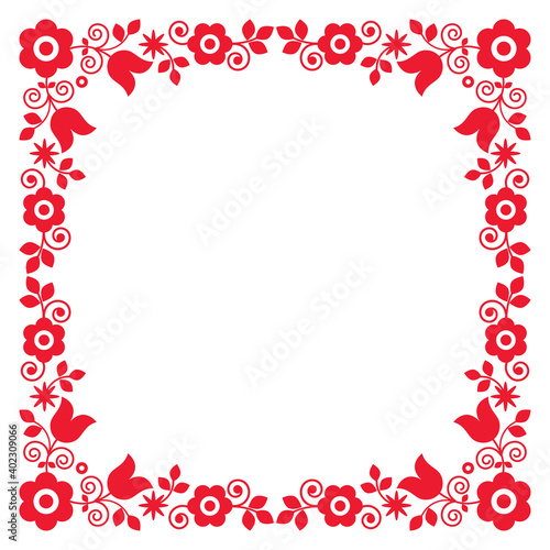 Wallpaper Mural Polish floral folk art square frame vector design, perfect for greeting card or wedding invitation Torontodigital.ca