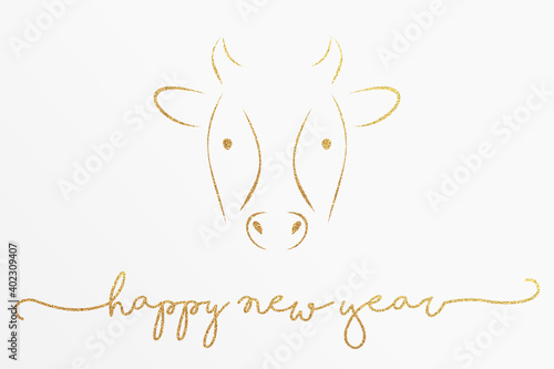 2021 - chinese year of the iron bull - happy new year 2021 glitter