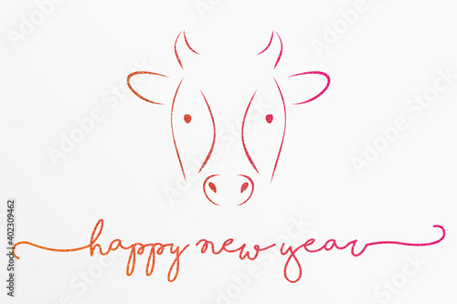 2021 - chinese year of the iron bull - happy new year 2021 glitter