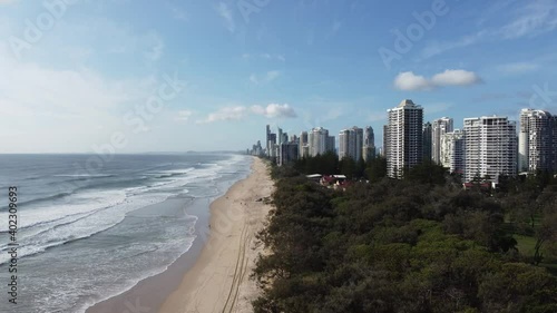 Drone shot of Surfers Paradise beaches goldcoast