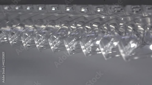 Application of layers of optical coating on plastic optics for goggles. After processing, the glass does not sweat and does not glare.