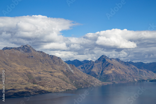 View of Lake Wakatipu and Walter Peak from Queenstown Hill, New Zealand © OliverFoerstner