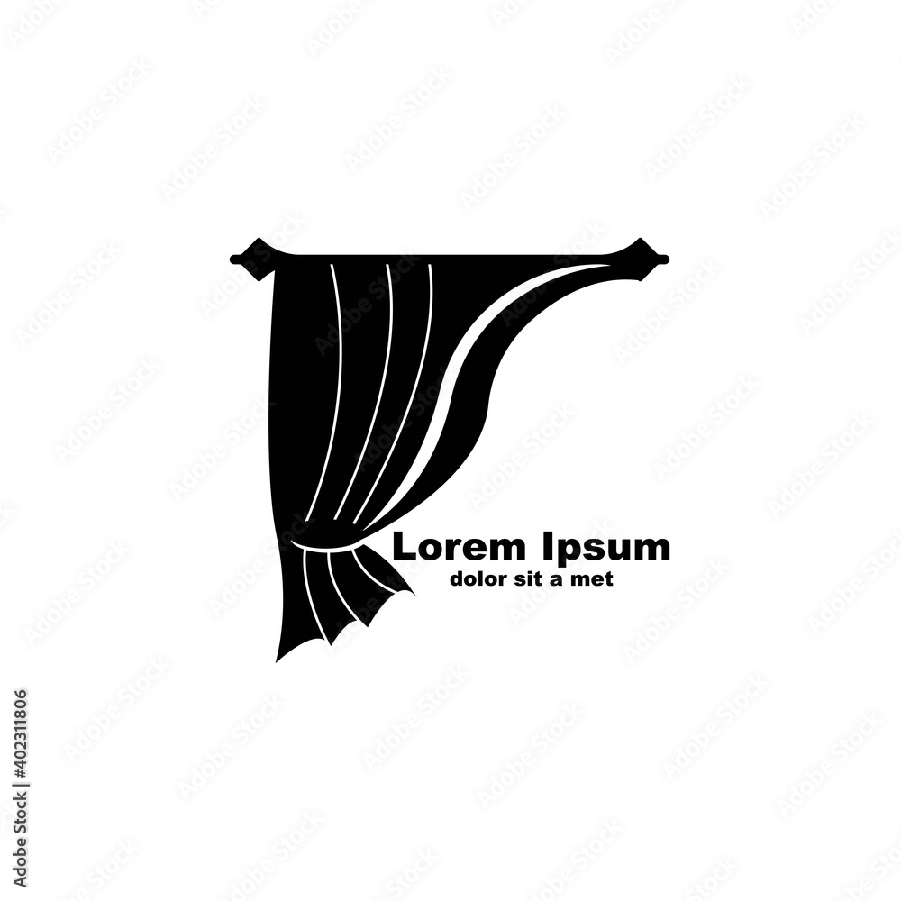 Curtains logo icon design template Vector illustration. Stock Vector