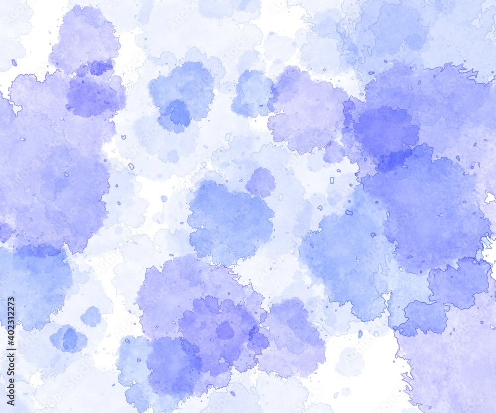 Fototapeta premium Abstract blue watercolor splash background. Real watercolor texture. Watercolor splashes and texture dots. Artistic hand drawing background.