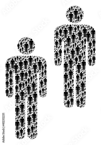 Vector people fractal is organized of repeating recursive people parts. Recursive composition for people.