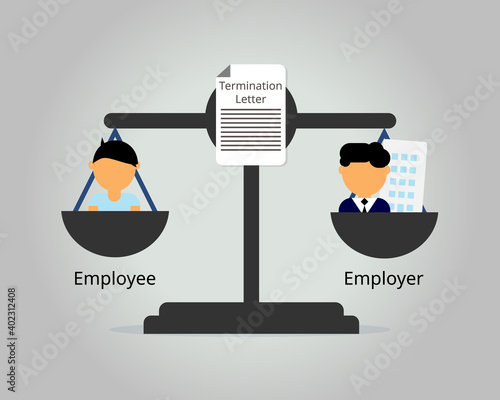 employer fight with employee in the court for misconduct termination and severance pay vector