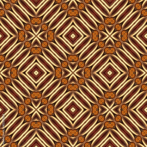 Seamless pattern with symmetric geometric ornament. 