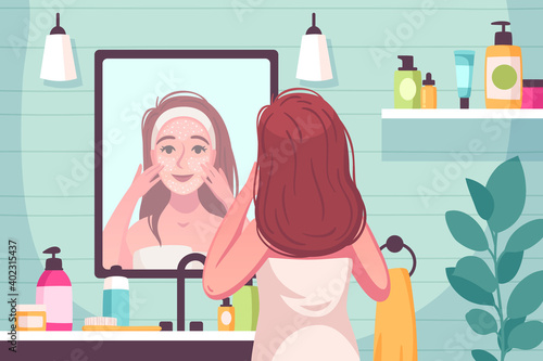 Skincare Cartoon Composition