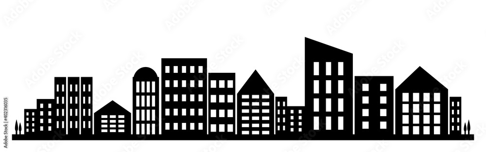 Fictive city silhouette. Vector illustration.