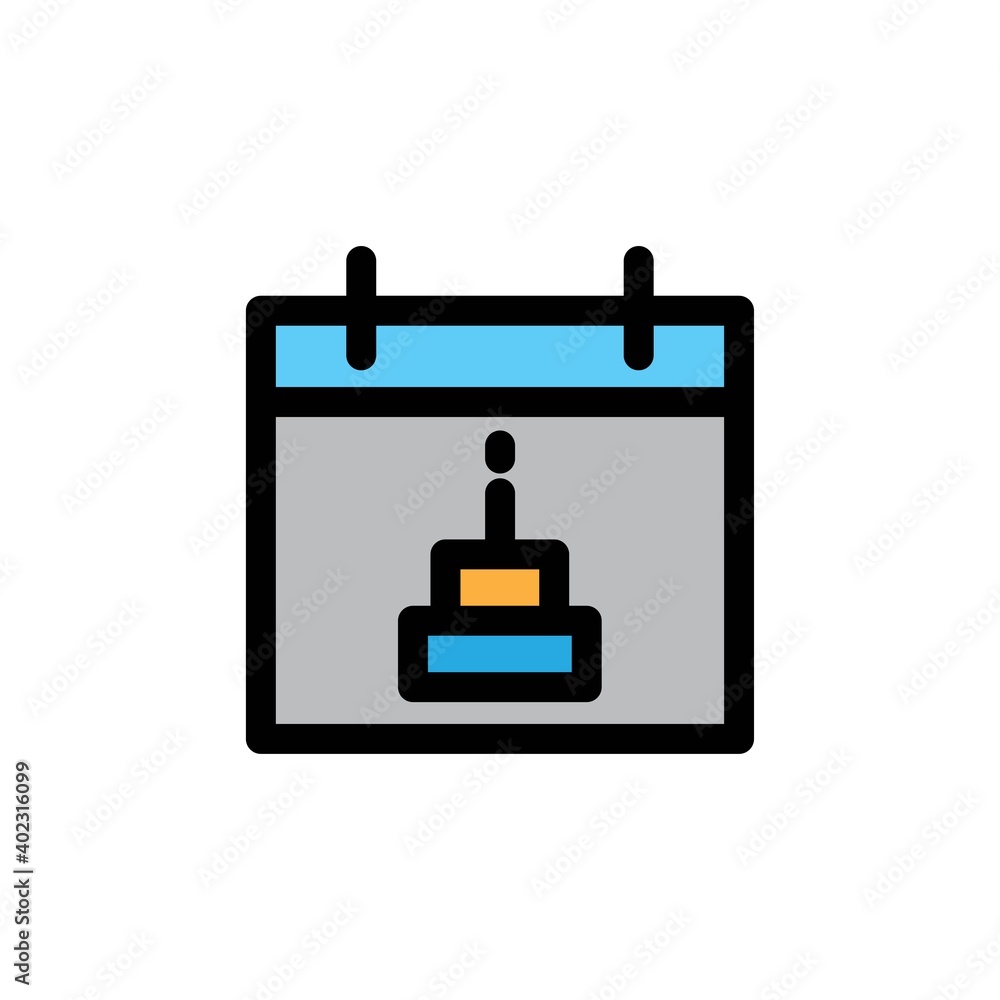 Birth day filled line Icon. calendar and date vector illustration on white background Birth day filled line Icon. calendar and date vector illustration on white background