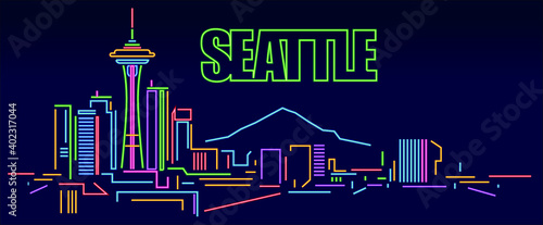 Seattle neon sign skyline