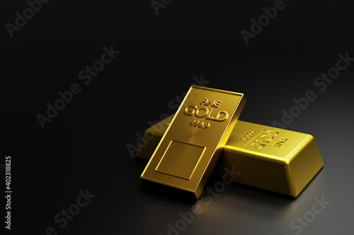 Fine Gold bars with black background,wealthy luxury concept ,3d rendering,illustration