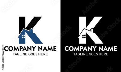 Ilustration vector graphic of K real estate logo	
