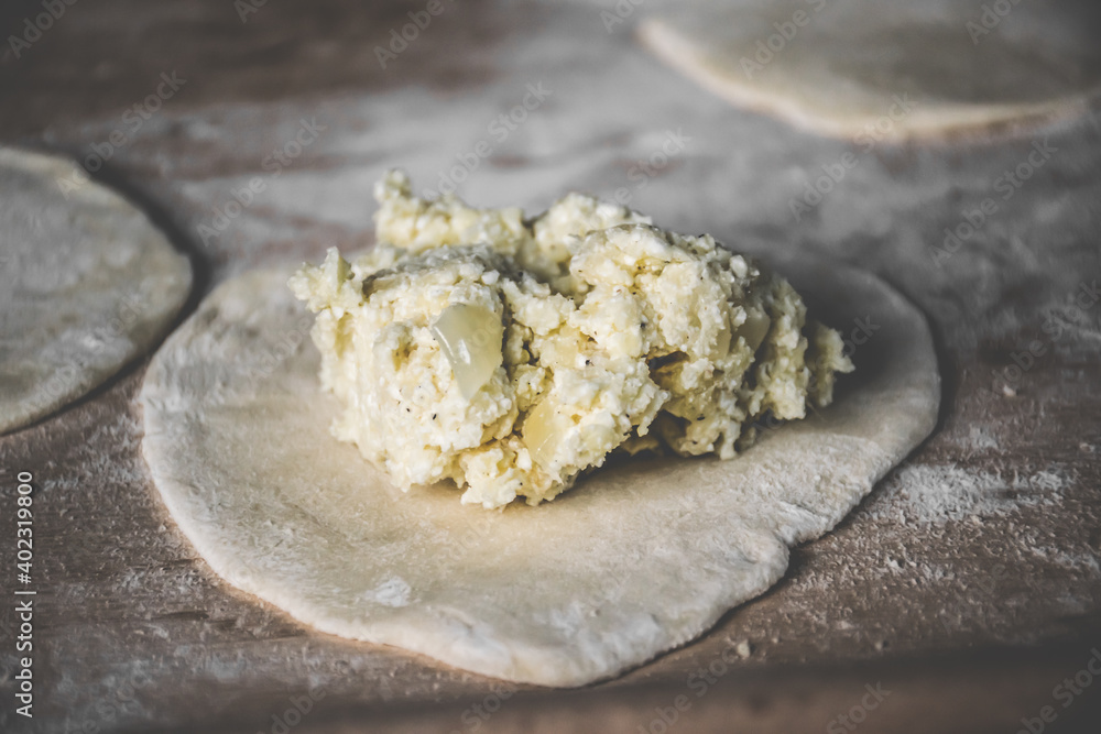 Process of making traditional dumplings. Process of making traditional dumplings.
