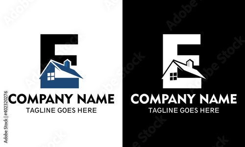 Ilustration vector graphic of E real estate logo	

