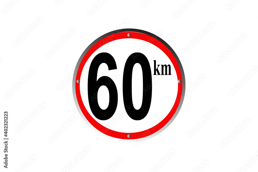 Traffic road sign 60 km maximum speed limit Traffic road sign 60 km maximum speed limit
