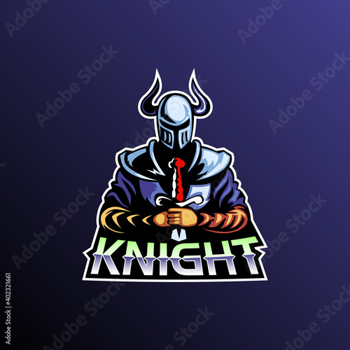 Knight mascot logo e-sport gaming vector, Knight logo design, Knight icon