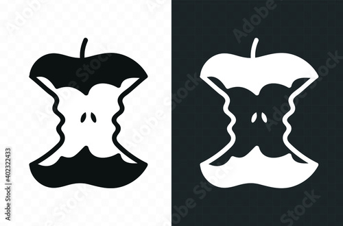 Vector image. Waste icon. Image of a bitten apple.