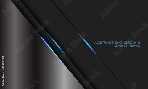 Abstract silver dark grey metallic blue light line slash with blank space design modern luxury futuristic technology background vector illustration.