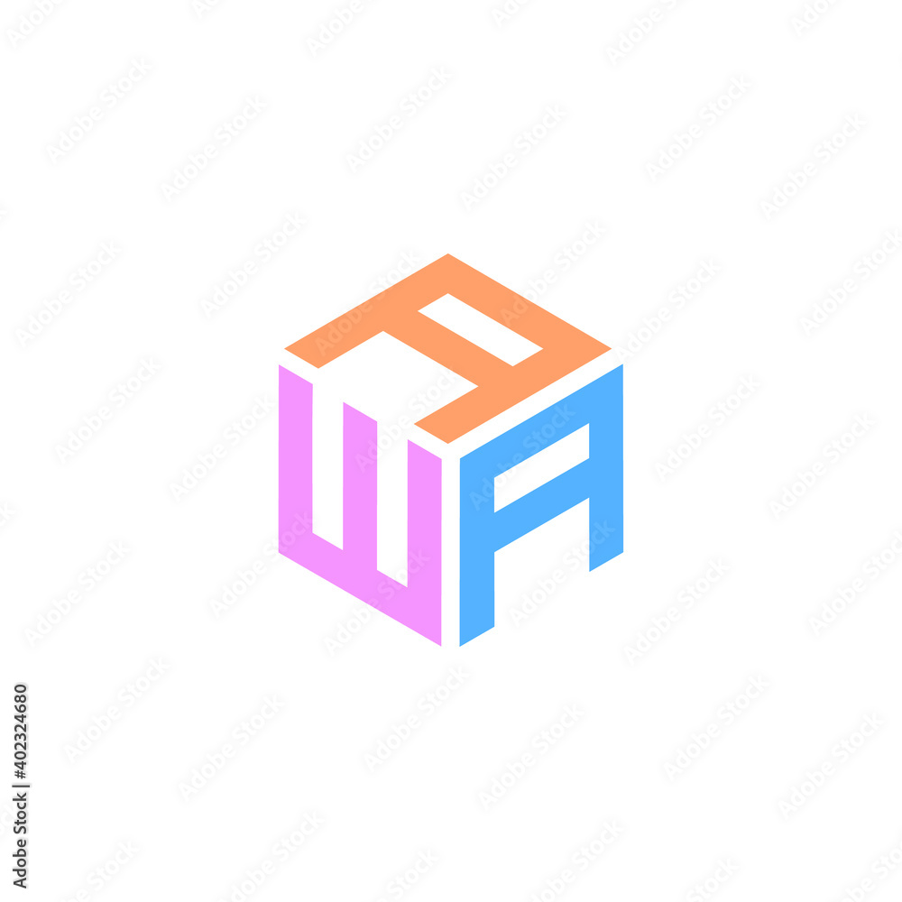 Initial letter AWA design. Hexagon logo with three letters Initial letter AWA design. Hexagon logo with three letters