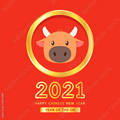 Chinese Happy new year 2021. Happy new year. Year of the Ox. Ox cartoon vector. Ox character design. © Supakorn