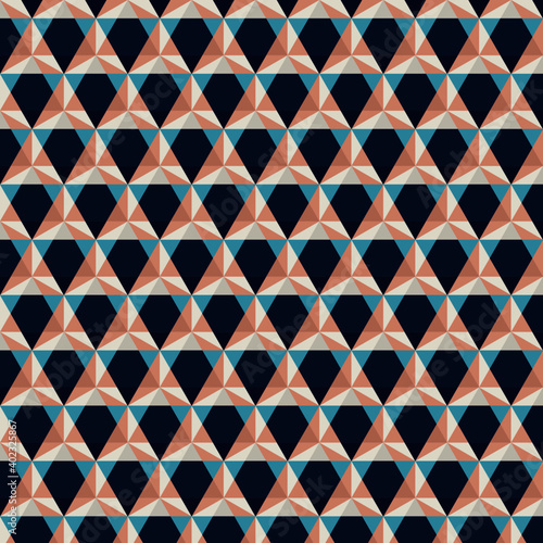 Polygon seamless pattern with cute color palettes. Vector background.