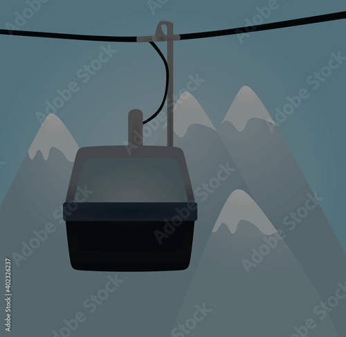 Ski gondola. cabin. vector illustration