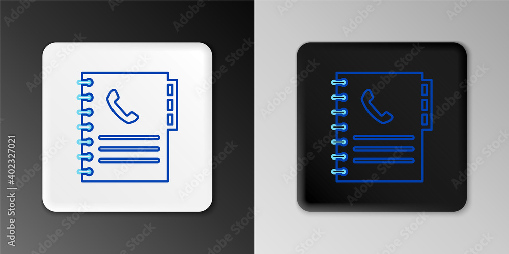 Line Phone book icon isolated on grey background. Address book. Telephone directory. Colorful outline concept. Vector. Line Phone book icon isolated on grey background. Address book. Telephone directory. Colorful outline concept. Vector.