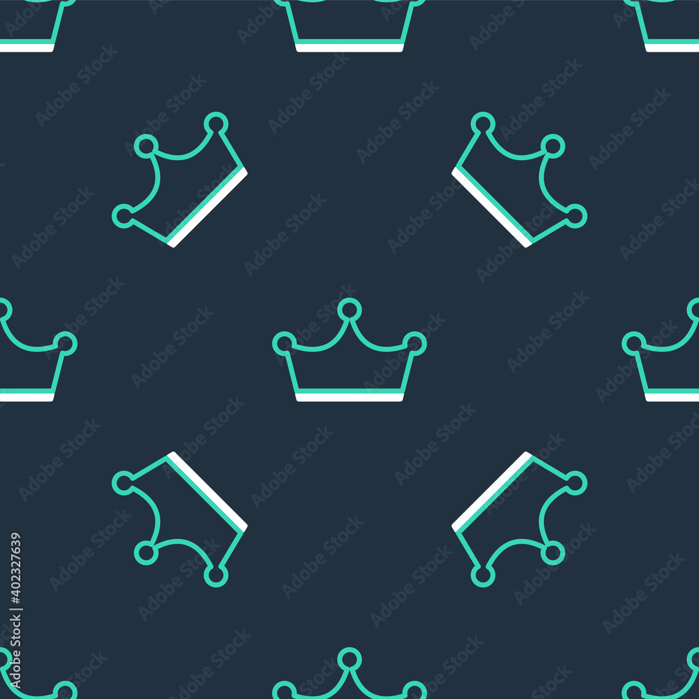 Obraz premium Line Crown icon isolated seamless pattern on black background. Vector.
