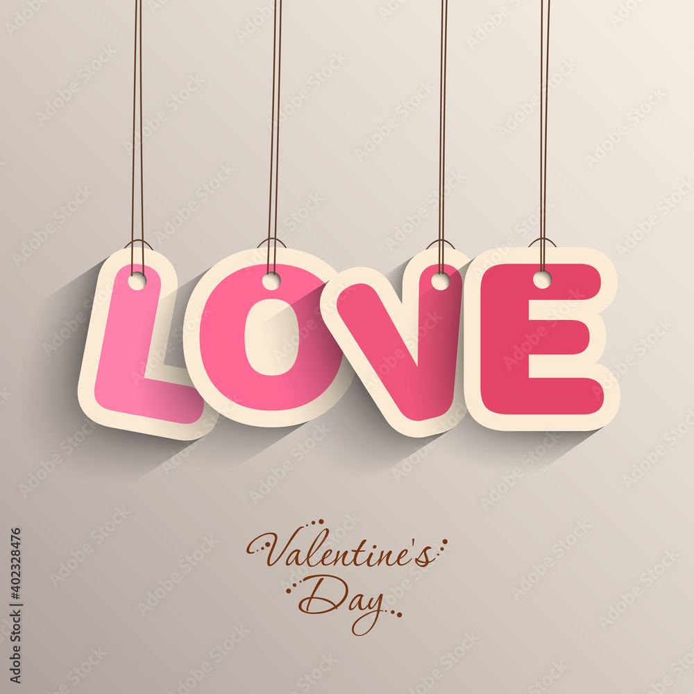 Naklejka premium Illustration of Valentine's Day with beautiful calligraphy.