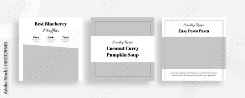 Set of editable templates for Instagram post, Facebook square frame, social media, culinary, advertisement, and business promotion, fresh design with white color and minimalist vector (2/3)