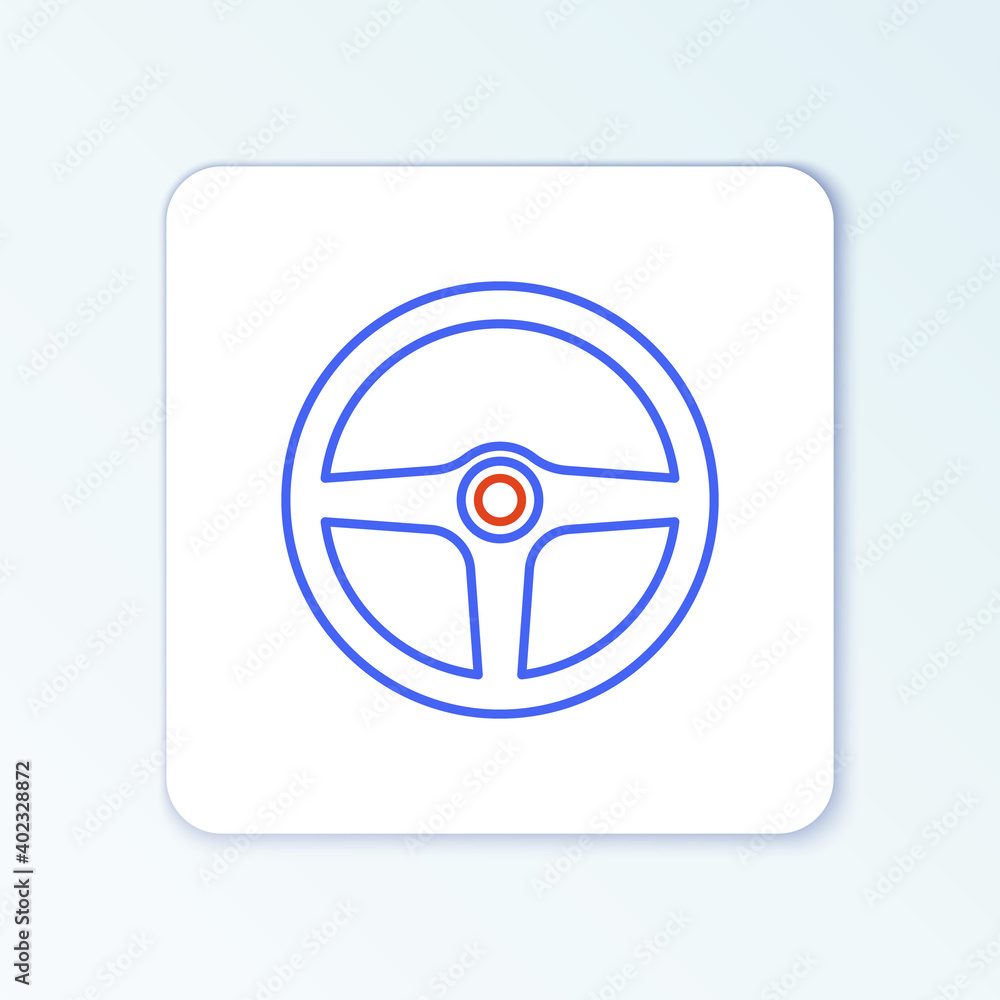 Line Steering wheel icon isolated on white background. Car wheel icon. Colorful outline concept. Vector.