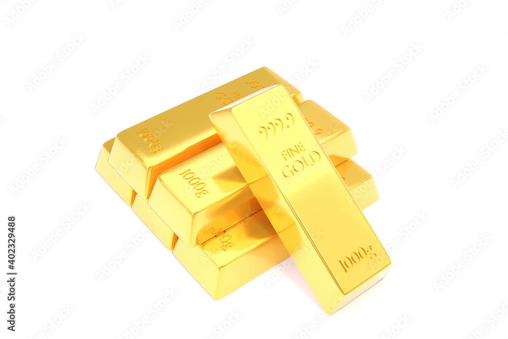 3d render gold bar on white screen 3d render gold bar on white screen