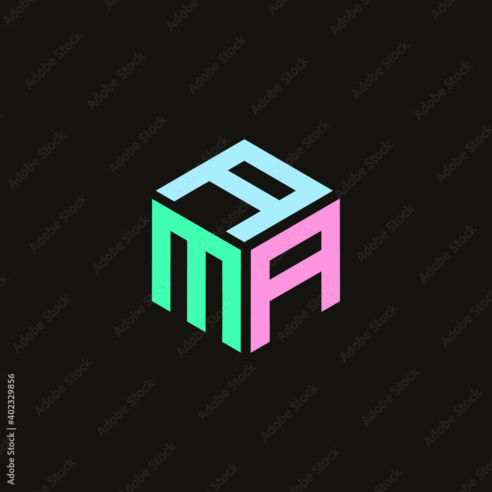 Initial letter AMA design. Hexagon logo with three letters Initial letter AMA design. Hexagon logo with three letters