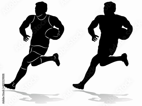 silhouette of a rugby player, vector drawing