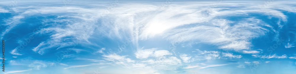 Blue sky with light clouds Seamless panorama in spherical ...