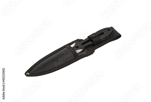 Metal throwing knives isolate on a white back. Ninja weapons. Silent weapon.